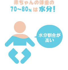 赤ちゃんの體(tǐ)重の70～80％は水分(fēn)